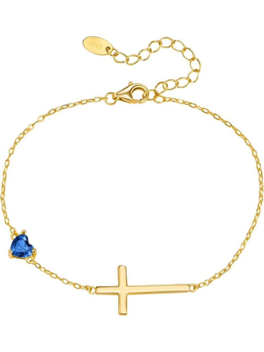 Elegant S925 Cross Bracelet for Women - 18K Gold Birthstone Religious Gift